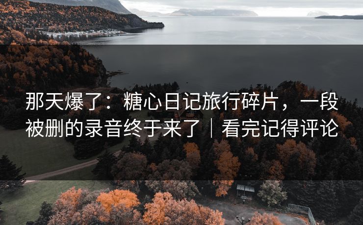那天爆了：糖心日记旅行碎片，一段被删的录音终于来了｜看完记得评论